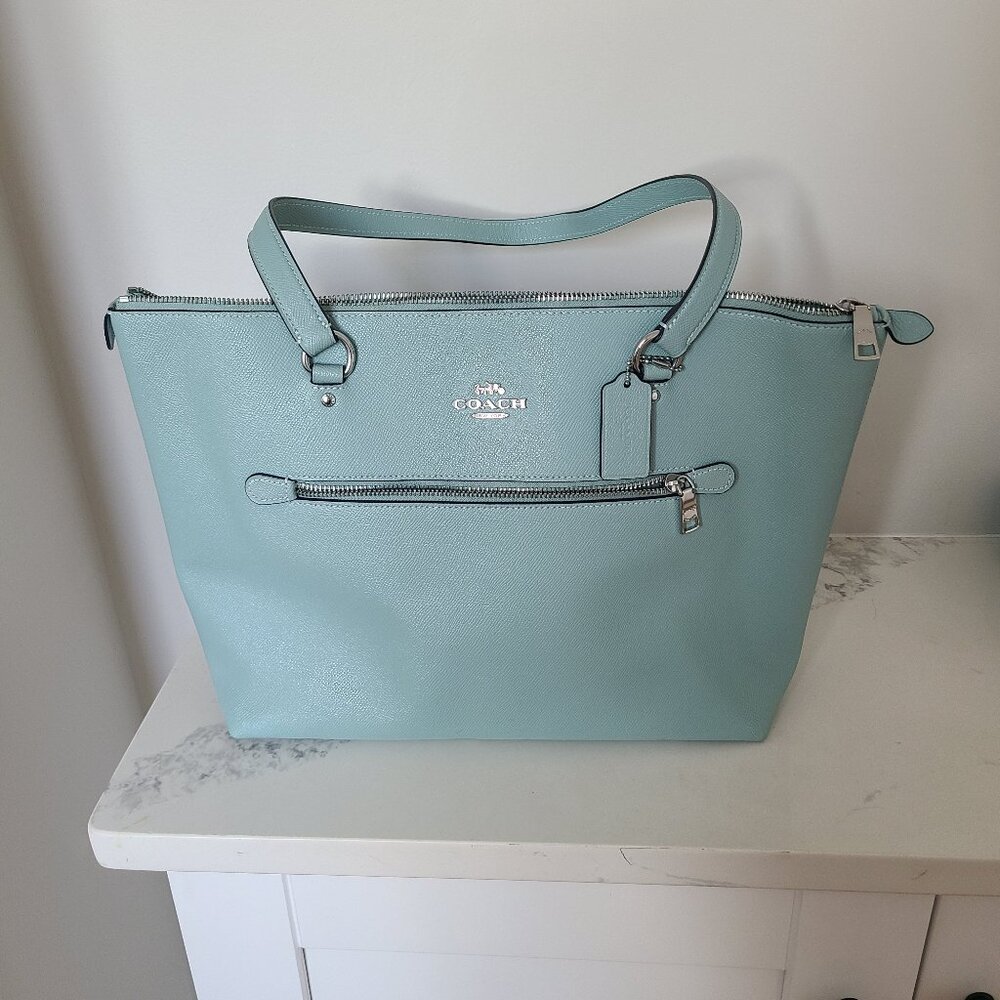 Coach Gallery Tote in Light Teal/Silver